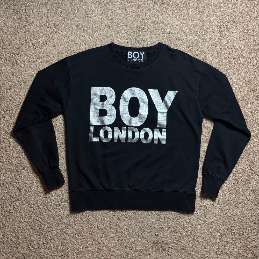 BOY LONDON SILVER LOGO UNISEX Black SWEATSHIRT Sz XS